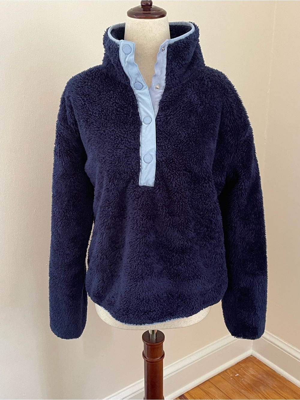 Vineyard Vines Sherpa Snap Pullover Navy Blue Fleece Medium